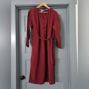 Universal thread size medium gauze dress with pockets and tie 100cotton